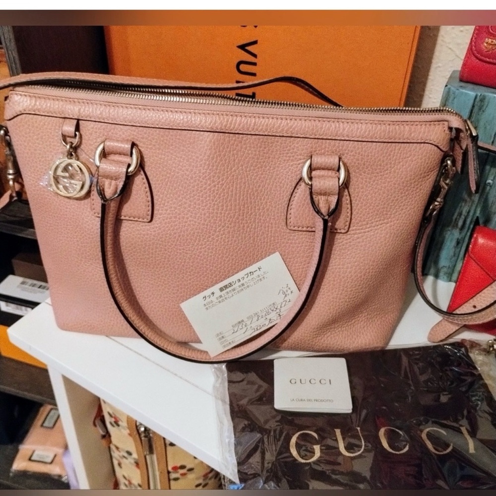 Gucci Dollar Calfskin Blush Pink Satchel